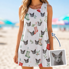Woman wearing Women's Hearth Hangers Custom Cat Face Tank Dress — custom faces printed all-over