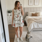 Full-length photo with the pet printed all over this Women's Hearth Hangers Custom Cat Face Tank Dress