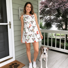 Full-length photo with the pet printed all over this Women's Hearth Hangers Custom Dog Face Tank Dress
