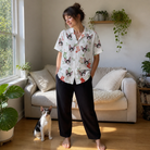Full-length photo with the pet printed all over this Women's Hearth Hangers Custom Cat Face Hawaiian Shirt