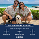 Friends in matching Women's Hearth Hangers Custom Dog Face Hawaiian Shirt — a group gift photo