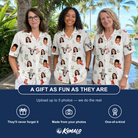 Friends in matching Women's Hearth Hangers Custom Face Hawaiian Shirt — a group gift photo