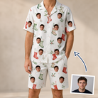 Man wearing Men's Hearth Hangers Custom Face Shirt & Shorts Set — custom faces printed all-over