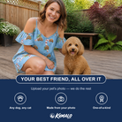 Friends in matching Women's Cane Carousel Custom Dog Face Off-Shoulder Dress — a group gift photo