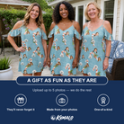 Friends in matching Women's Cane Carousel Custom Face Off-Shoulder Dress — a group gift photo