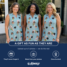 Friends in matching Women's Cane Carousel Custom Face V-Neck Dress — a group gift photo