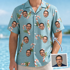 Man wearing Men's Cane Carousel Custom Face Hawaiian Shirt — custom faces printed all-over