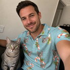 Selfie with the pet whose face is printed all over this Men's Cane Carousel Custom Cat Face Polo Shirt