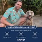Friends in matching Men's Cane Carousel Custom Dog Face Polo Shirt — a group gift photo