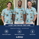 Friends in matching Men's Cane Carousel Custom Face Polo Shirt — a group gift photo
