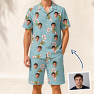 Man wearing Men's Cane Carousel Custom Face Shirt & Shorts Set — custom faces printed all-over