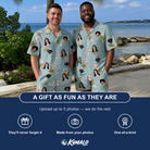 Friends in matching Men's Cane Carousel Custom Face Shirt & Shorts Set — a group gift photo