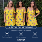 Friends in matching Women's Tree Trinkets Custom Face Off-Shoulder Dress — a group gift photo