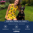 Friends in matching Women's Tree Trinkets Custom Dog Face V-Neck Dress — a group gift photo