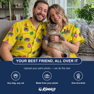Friends in matching Men's Tree Trinkets Custom Cat Face Hawaiian Shirt — a group gift photo