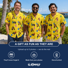 Friends in matching Men's Tree Trinkets Custom Face Hawaiian Shirt — a group gift photo