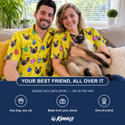 Friends in matching Women's Tree Trinkets Custom Cat Face Hawaiian Shirt — a group gift photo