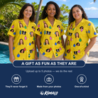 Friends in matching Women's Tree Trinkets Custom Face Hawaiian Shirt — a group gift photo
