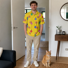 Full-length photo with the pet printed all over this Men's Tree Trinkets Custom Cat Face Polo Shirt
