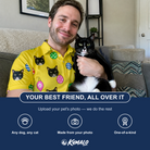 Friends in matching Men's Tree Trinkets Custom Cat Face Polo Shirt — a group gift photo