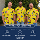 Friends in matching Men's Tree Trinkets Custom Face Polo Shirt — a group gift photo