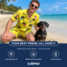 Friends in matching Men's Tree Trinkets Custom Dog Face Shirt & Shorts Set — a group gift photo