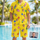 Man wearing Men's Tree Trinkets Custom Face Shirt & Shorts Set — custom faces printed all-over