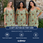 Friends in matching Women's Cone Carolers Custom Face Off-Shoulder Dress — a group gift photo