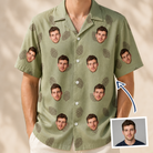 Man wearing Men's Cone Carolers Custom Face Hawaiian Shirt — custom faces printed all-over