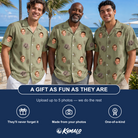 Friends in matching Men's Cone Carolers Custom Face Hawaiian Shirt — a group gift photo