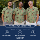 Friends in matching Men's Cone Carolers Custom Face Polo Shirt — a group gift photo