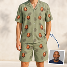 Man wearing Men's Cone Carolers Custom Face Shirt & Shorts Set — custom faces printed all-over