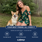 Friends in matching Women's Chimney Cheer Custom Dog Face Off-Shoulder Dress — a group gift photo