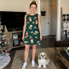 Full-length photo with the pet printed all over this Women's Chimney Cheer Custom Dog Face Tank Dress