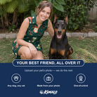 Friends in matching Women's Chimney Cheer Custom Dog Face V-Neck Dress — a group gift photo