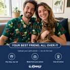 Friends in matching Men's Chimney Cheer Custom Cat Face Hawaiian Shirt — a group gift photo