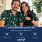 Friends in matching Women's Chimney Cheer Custom Cat Face Hawaiian Shirt — a group gift photo