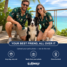 Friends in matching Women's Chimney Cheer Custom Dog Face Hawaiian Shirt — a group gift photo