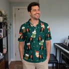 Real-life photo of someone wearing Men's Chimney Cheer Custom Face Polo Shirt — custom faces printed all-over