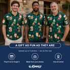 Friends in matching Men's Chimney Cheer Custom Face Polo Shirt — a group gift photo