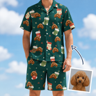 Man wearing Men's Chimney Cheer Custom Dog Face Shirt & Shorts Set — custom faces printed all-over