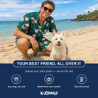 Friends in matching Men's Chimney Cheer Custom Dog Face Shirt & Shorts Set — a group gift photo