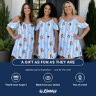 Friends in matching Women's Dazzle Drops Custom Face Off-Shoulder Dress — a group gift photo