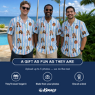 Friends in matching Men's Dazzle Drops Custom Face Hawaiian Shirt — a group gift photo