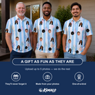 Friends in matching Men's Dazzle Drops Custom Face Polo Shirt — a group gift photo