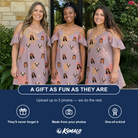 Friends in matching Women's Flurry Fanfare Custom Face Off-Shoulder Dress — a group gift photo