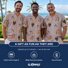 Friends in matching Men's Flurry Fanfare Custom Face Hawaiian Shirt — a group gift photo