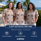 Friends in matching Women's Flurry Fanfare Custom Face Hawaiian Shirt — a group gift photo