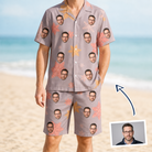 Man wearing Men's Flurry Fanfare Custom Face Shirt & Shorts Set — custom faces printed all-over