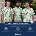 Friends in matching Men's Claus Carnival Custom Face Polo Shirt — a group gift photo